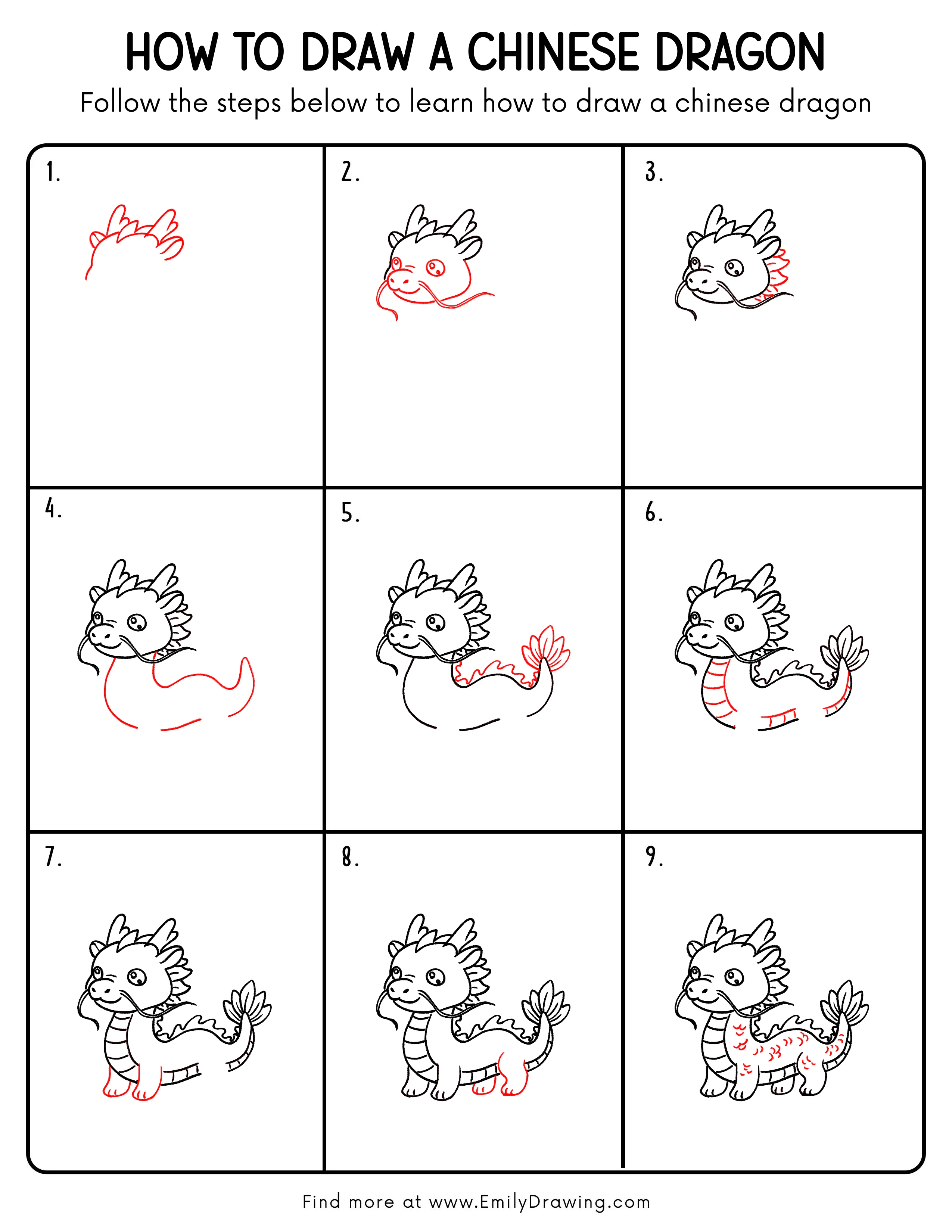 Printable Chinese Dragon Drawing Guide